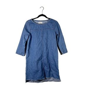 Madewell Denim Chambray 3/4 Sleeve Cottagecore Shabby Chic Casual Dress Small